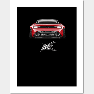 nissan 400z widebody supercharged stanced black red Posters and Art